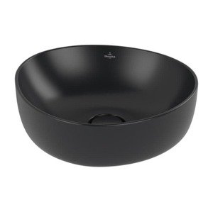 Villeroy & Boch Antao umyvadlo na desku 40x39,5 cm, bez přepadu, ceramic plus, pure black, 4A7240R7