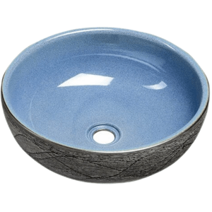 PRIORI keramické umyvadlo, průměr 41cm, 15cm, modrá/šedá