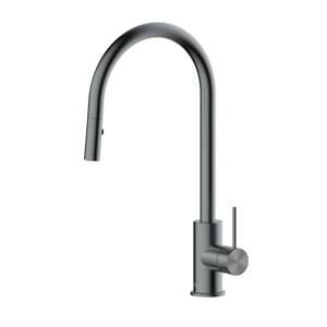 Dřezová baterie SAT Aurum s vytahovací sprškou, 2 proudy broušený gun metal SATBAUR286BGM