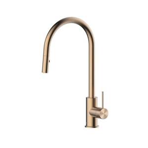 Dřezová baterie SAT Aurum s vytahovací sprškou, 2 proudy broušená rose gold SATBAUR286BRG
