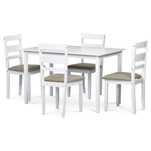 Jídelní set se 4 židlemi Autronic 120x75 cm bílý Masiv AUT-6070 WT