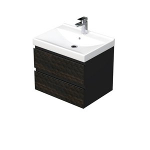 Koupelnová skříňka s umyvadlem SAT Cube Way 60x47,5x46 cm hnědá mat CUBE3D46602ZHVER
