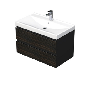 Koupelnová skříňka s umyvadlem SAT Cube Way 80x47,5x46 cm hnědá mat CUBE3D46802ZHVER