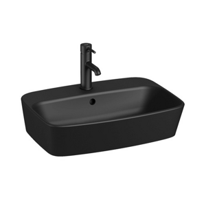 Jika Lyra Plus umyvadlo na desku 55x40 cm černá mat otvor pro baterii uprostřed H8183827161041